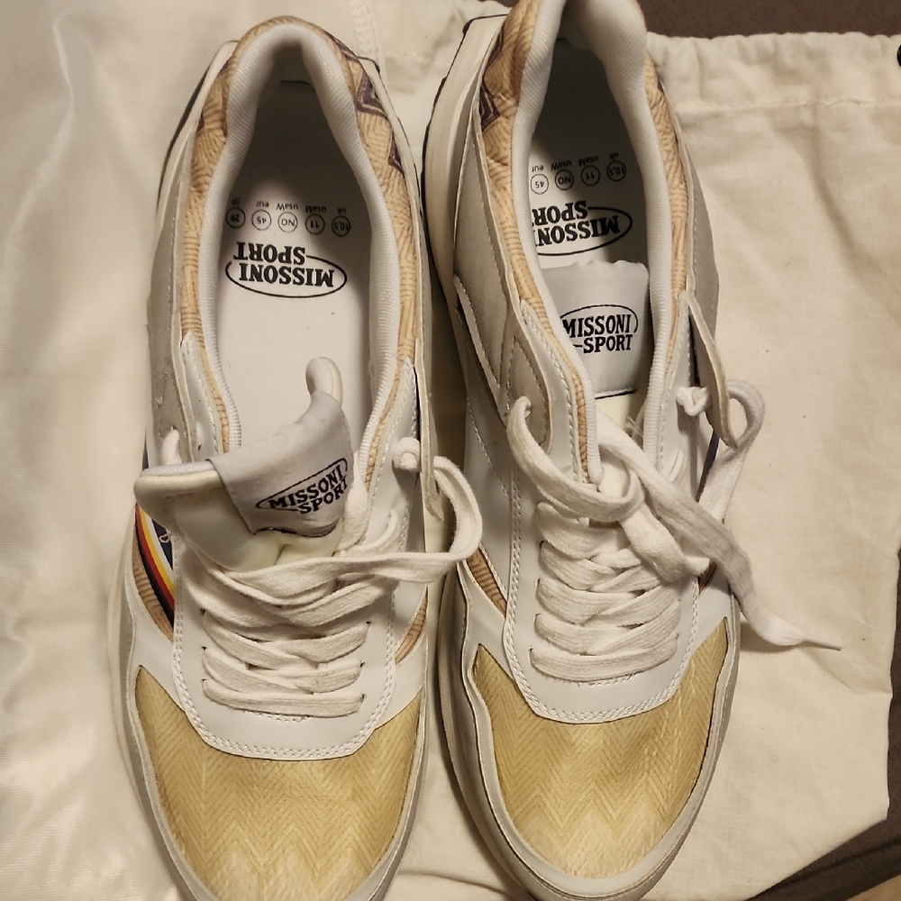 Missoni Sport White and Tan Sneakers